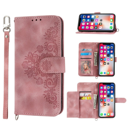 Skin-feel Flowers Embossed Wallet Leather Phone Case, For iPhone 11 Pro, For iPhone 11, For iPhone XS Max, For iPhone XS / X