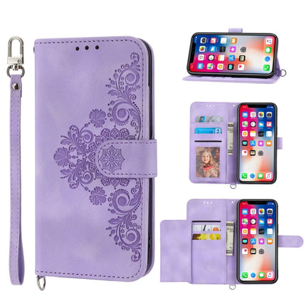 Skin-feel Flowers Embossed Wallet Leather Phone Case, For iPhone 11 Pro, For iPhone 11, For iPhone XS Max, For iPhone XS / X