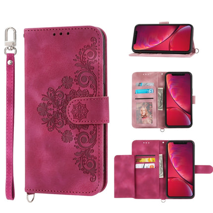 Skin-feel Flowers Embossed Wallet Leather Phone Case