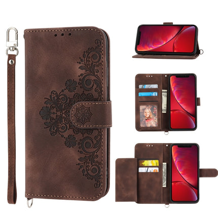 Skin-feel Flowers Embossed Wallet Leather Phone Case