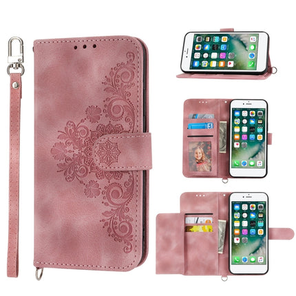 Skin-feel Flowers Embossed Wallet Leather Phone Case