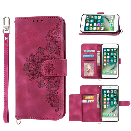 Skin-feel Flowers Embossed Wallet Leather Phone Case