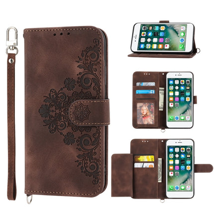 Skin-feel Flowers Embossed Wallet Leather Phone Case