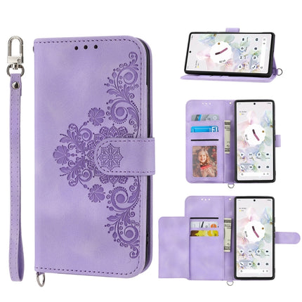 Skin-feel Flowers Embossed Wallet Leather Phone Case, For Sony Xperia 10 IV, For Sony Xperia 1 IV, For Google Pixel 6, For Google Pixel 6 Pro