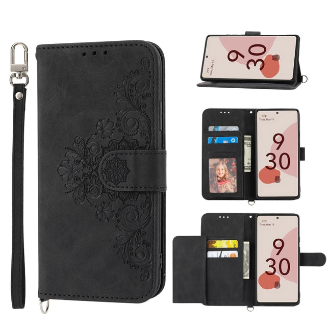 Skin-feel Flowers Embossed Wallet Leather Phone Case, For Google Pixel 6a, For Google Pixel 7 5G, For Google Pixel 7 Pro 5G