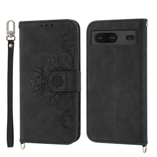 Skin-feel Flowers Embossed Wallet Leather Phone Case, For Google Pixel 6a, For Google Pixel 7 5G, For Google Pixel 7 Pro 5G
