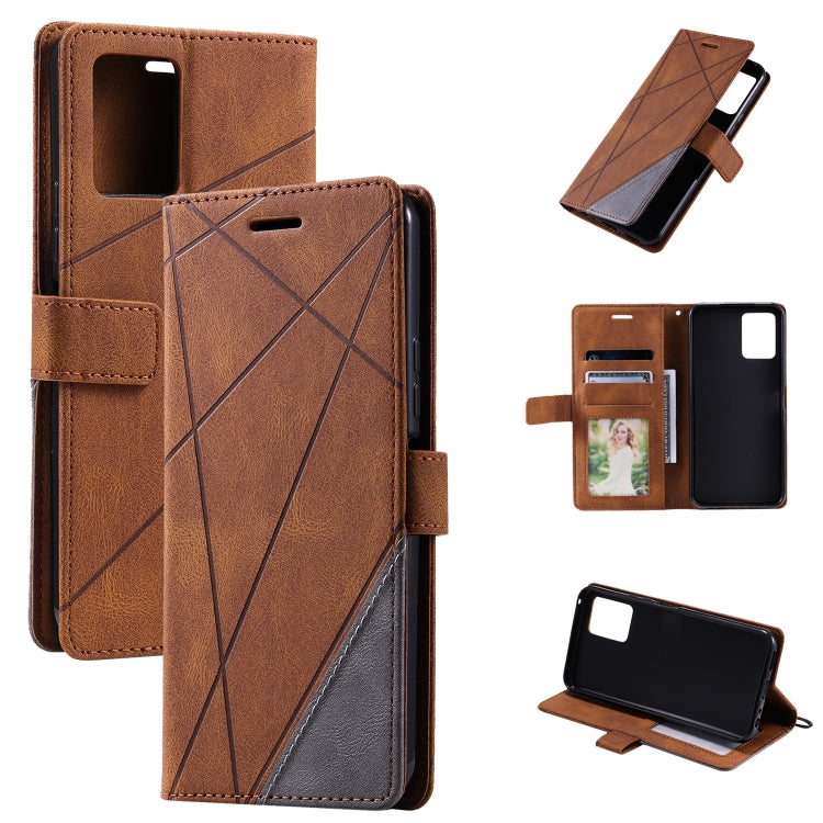 Skin Feel Splicing Leather Phone Case, For vivo Y21 2021 / Y33s, For Xiaomi Redmi 10C 4G / 10 Indian, For Xiaomi Poco M4 Pro 4G, For OPPO Find X5 Lite
