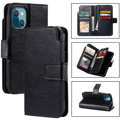 9 Card Tri-Fold Wallets Leather Phone Case, For iPhone 14, For iPhone 14 Plus, For iPhone 14 Pro, For iPhone 14 Pro Max