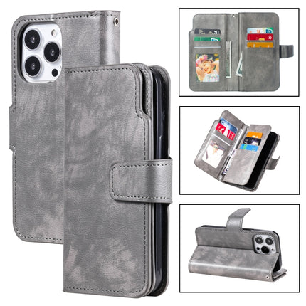9 Card Tri-Fold Wallets Leather Phone Case, For iPhone 14, For iPhone 14 Plus, For iPhone 14 Pro, For iPhone 14 Pro Max