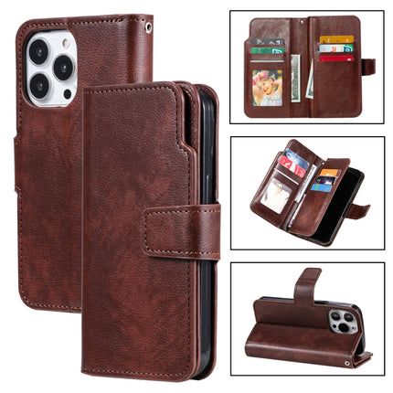 9 Card Tri-Fold Wallets Leather Phone Case, For iPhone 14, For iPhone 14 Plus, For iPhone 14 Pro, For iPhone 14 Pro Max