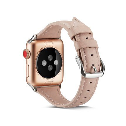 Thin Leather Replacement Wrist Strap Watchband, For Apple Watch 5/4 44mm & 3/2/1 42mm, For Apple Watch 5/4 40mm & 3/2/1 38mm