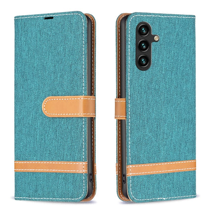 Color Block Denim Texture Leather Phone Case, For Samsung Galaxy A14 5G, For Samsung Galaxy S23+ 5G