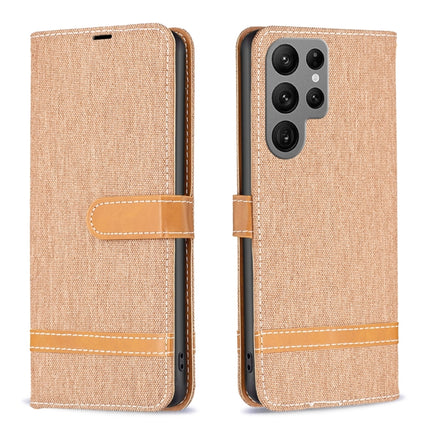 Color Block Denim Texture Leather Phone Case, For Samsung Galaxy S23 Ultra 5G, For Samsung Galaxy S23 5G