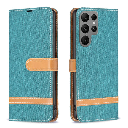 Color Block Denim Texture Leather Phone Case, For Samsung Galaxy S23 Ultra 5G, For Samsung Galaxy S23 5G