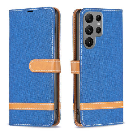 Color Block Denim Texture Leather Phone Case, For Samsung Galaxy S23 Ultra 5G, For Samsung Galaxy S23 5G