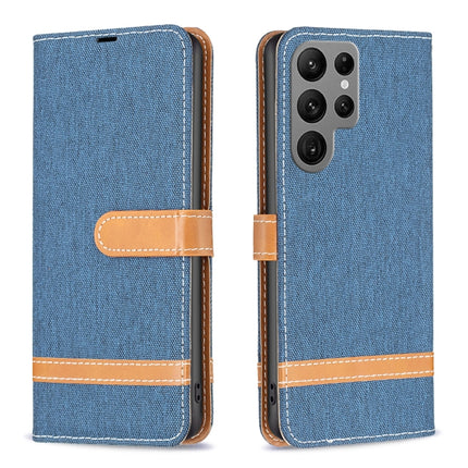 Color Block Denim Texture Leather Phone Case, For Samsung Galaxy S23 Ultra 5G, For Samsung Galaxy S23 5G