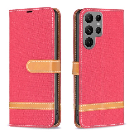 Color Block Denim Texture Leather Phone Case, For Samsung Galaxy S23 Ultra 5G, For Samsung Galaxy S23 5G