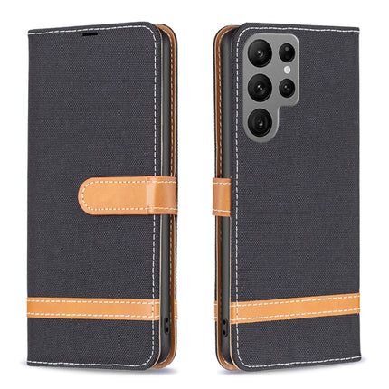 Color Block Denim Texture Leather Phone Case, For Samsung Galaxy S23 Ultra 5G, For Samsung Galaxy S23 5G