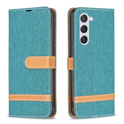 Color Block Denim Texture Leather Phone Case, For Samsung Galaxy S23 Ultra 5G, For Samsung Galaxy S23 5G