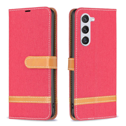 Color Block Denim Texture Leather Phone Case, For Samsung Galaxy S23 Ultra 5G, For Samsung Galaxy S23 5G