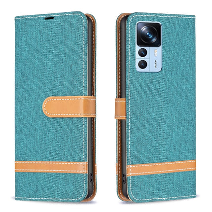 Color Block Denim Texture Leather Phone Case, For Xiaomi 12T / 12T Pro / Redmi K50 Ultra