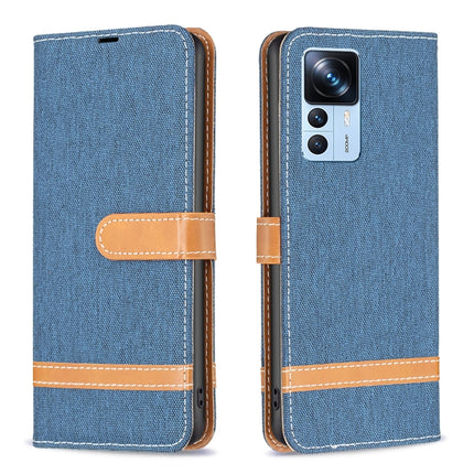 Color Block Denim Texture Leather Phone Case, For Xiaomi 12T / 12T Pro / Redmi K50 Ultra