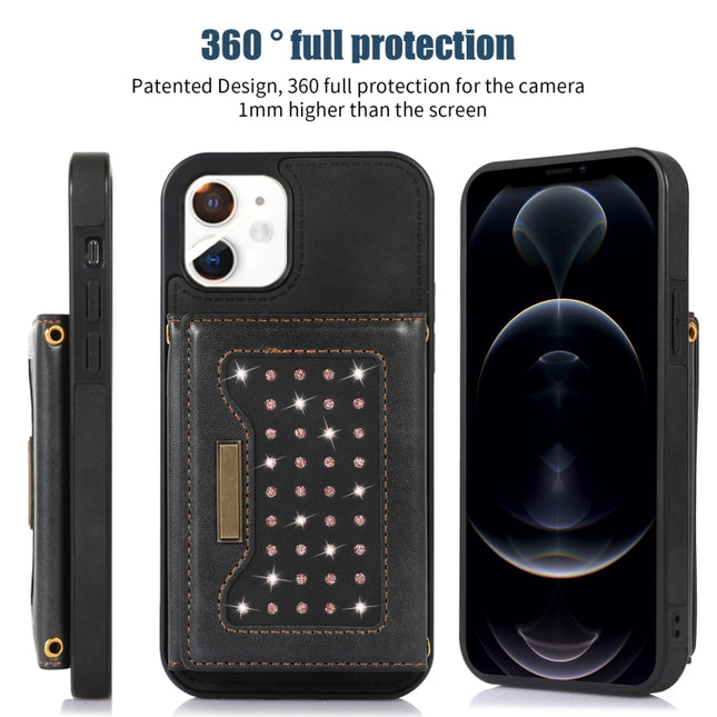 Three-fold RFID Leather Phone Case with Lanyard, For iPhone 11, For iPhone 12, For iPhone 11 Pro, For iPhone 11 Pro Max