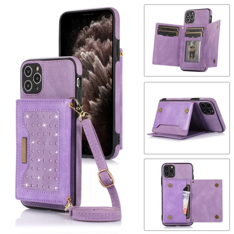 Three-fold RFID Leather Phone Case with Lanyard, For iPhone 11, For iPhone 12, For iPhone 11 Pro, For iPhone 11 Pro Max