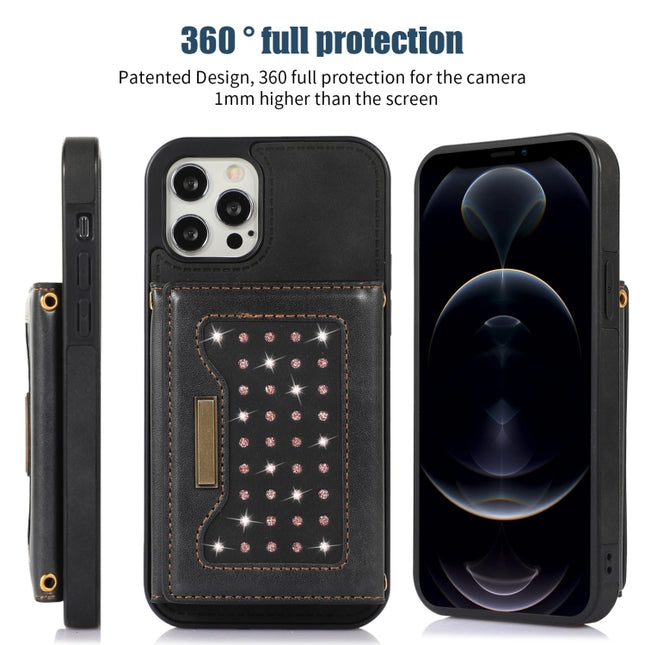 Three-fold RFID Leather Phone Case with Lanyard, For iPhone 12 Pro Max, For iPhone 13, For iPhone 13 Mini, For iPhone 13 Pro