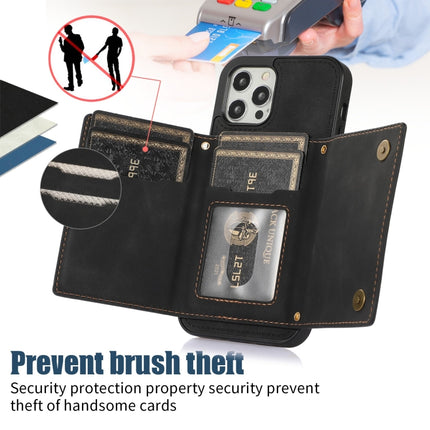 Three-fold RFID Leather Phone Case with Lanyard, For iPhone 12 Pro Max, For iPhone 13, For iPhone 13 Mini, For iPhone 13 Pro