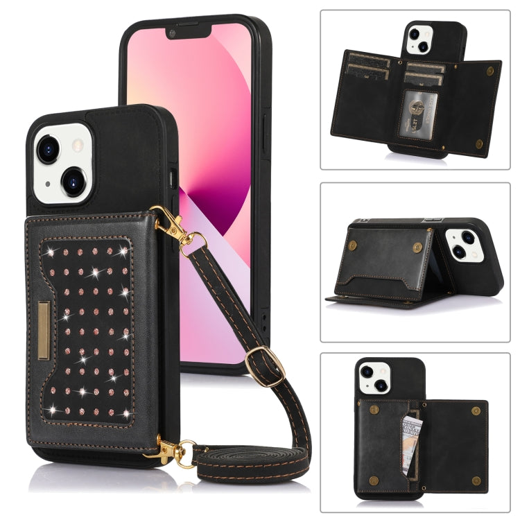 Three-fold RFID Leather Phone Case with Lanyard, For iPhone 12 Pro Max, For iPhone 13, For iPhone 13 Mini, For iPhone 13 Pro