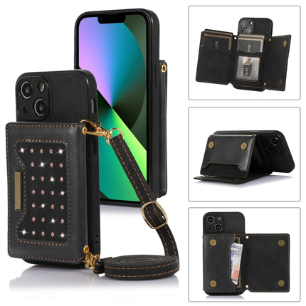 Three-fold RFID Leather Phone Case with Lanyard, For iPhone 12 Pro Max, For iPhone 13, For iPhone 13 Mini, For iPhone 13 Pro