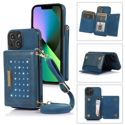 Three-fold RFID Leather Phone Case with Lanyard, For iPhone 12 Pro Max, For iPhone 13, For iPhone 13 Mini, For iPhone 13 Pro