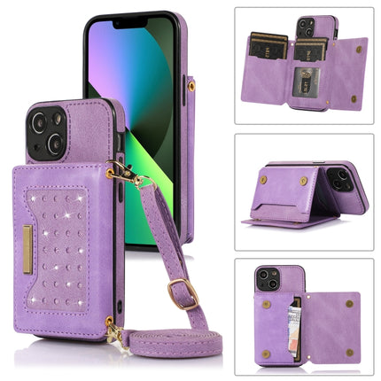 Three-fold RFID Leather Phone Case with Lanyard, For iPhone 12 Pro Max, For iPhone 13, For iPhone 13 Mini, For iPhone 13 Pro
