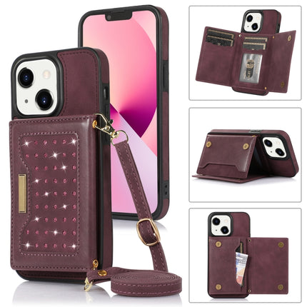 Three-fold RFID Leather Phone Case with Lanyard, For iPhone 13 Pro Max, For iPhone 14, For iPhone 14 Plus, For iPhone 14 Pro