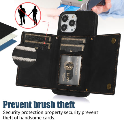 Three-fold RFID Leather Phone Case with Lanyard, For iPhone 14 Pro Max, For iPhone XR, For iPhone XS, For iPhone XS Max