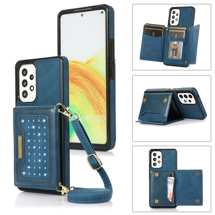 Three-fold RFID Leather Phone Case with Lanyard, For Samsung Galaxy A12, For Samsung Galaxy A13 4G/A13 5G, For Samsung Galaxy A51 4G, For Samsung Galaxy A53 5G, For Samsung Galaxy A52 5G/A52s 5G