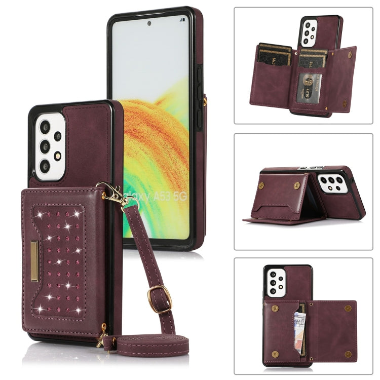 Three-fold RFID Leather Phone Case with Lanyard, For Samsung Galaxy A12, For Samsung Galaxy A13 4G/A13 5G, For Samsung Galaxy A51 4G, For Samsung Galaxy A53 5G, For Samsung Galaxy A52 5G/A52s 5G