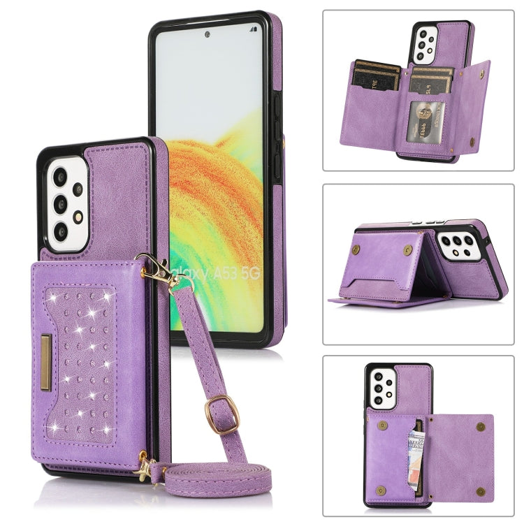 Three-fold RFID Leather Phone Case with Lanyard, For Samsung Galaxy A12, For Samsung Galaxy A13 4G/A13 5G, For Samsung Galaxy A51 4G, For Samsung Galaxy A53 5G, For Samsung Galaxy A52 5G/A52s 5G