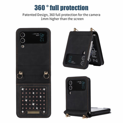 Three-fold RFID Leather Phone Case with Lanyard, For Samsung Galaxy Z Flip3 5G, For Samsung Galaxy Z Flip4, For Samsung Galaxy Note20 Ultra, For Samsung Galaxy S20