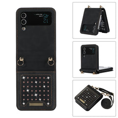 Three-fold RFID Leather Phone Case with Lanyard, For Samsung Galaxy Z Flip3 5G, For Samsung Galaxy Z Flip4, For Samsung Galaxy Note20 Ultra, For Samsung Galaxy S20