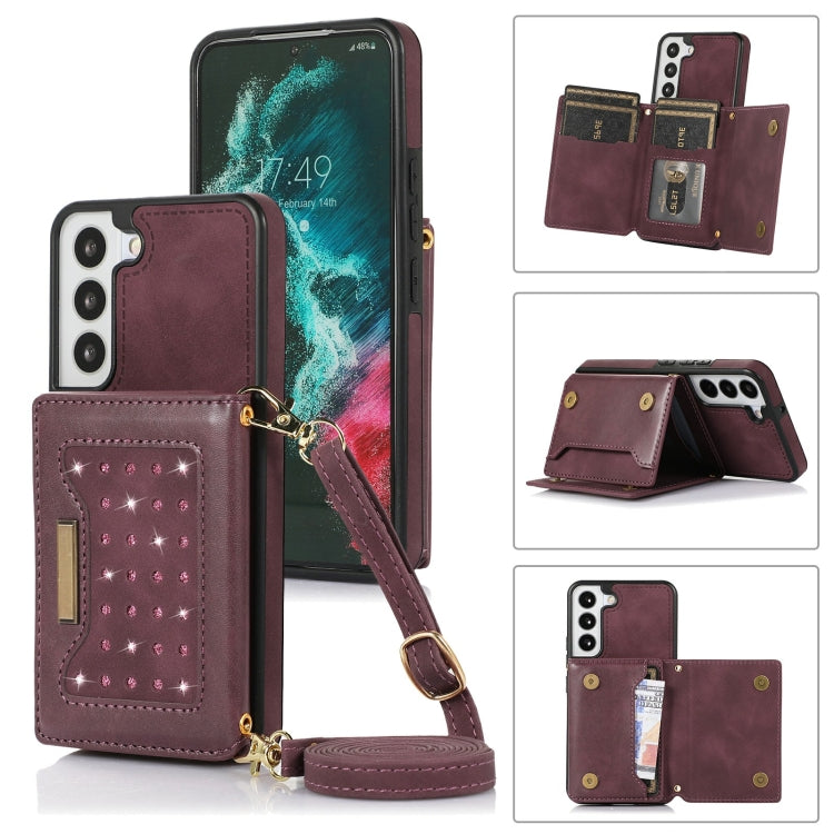 Three-fold RFID Leather Phone Case with Lanyard, For Samsung Galaxy S20+, For Samsung Galaxy S20 FE, For Samsung Galaxy S21, For Samsung Galaxy S22
