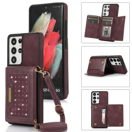 Three-fold RFID Leather Phone Case with Lanyard, For Samsung Galaxy S21 Ultra, For Samsung Galaxy S22+, For Samsung Galaxy S21+, For Samsung Galaxy S21 FE