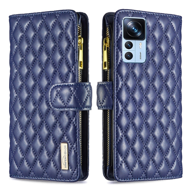Diamond Lattice Zipper Wallet Leather Flip Phone Case, For Xiaomi 12T / 12T Pro / Redmi K50 Ultra