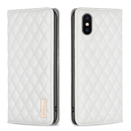 Diamond Lattice Magnetic Leather Flip Phone Case, For iPhone SE 2022 / SE 2020 / 8 / 7, For iPhone XS Max, For iPhone XS / X, For iPhone XR