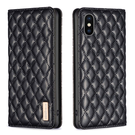 Diamond Lattice Magnetic Leather Flip Phone Case, For iPhone SE 2022 / SE 2020 / 8 / 7, For iPhone XS Max, For iPhone XS / X, For iPhone XR