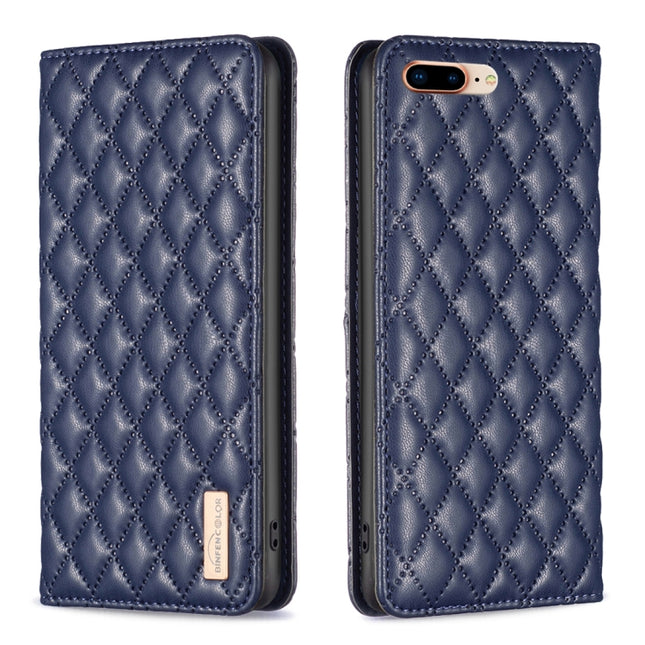 Diamond Lattice Magnetic Leather Flip Phone Case, For iPhone 8 Plus / 7 Plus