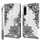 For Sony Xperia 5 IV / Diagonal Black Flower