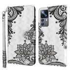 For Xiaomi 12T Pro/12T/Redmi K50 Ultra / Diagonal Black Flower