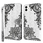 For Samsung Galaxy A04 / Diagonal Black Flower